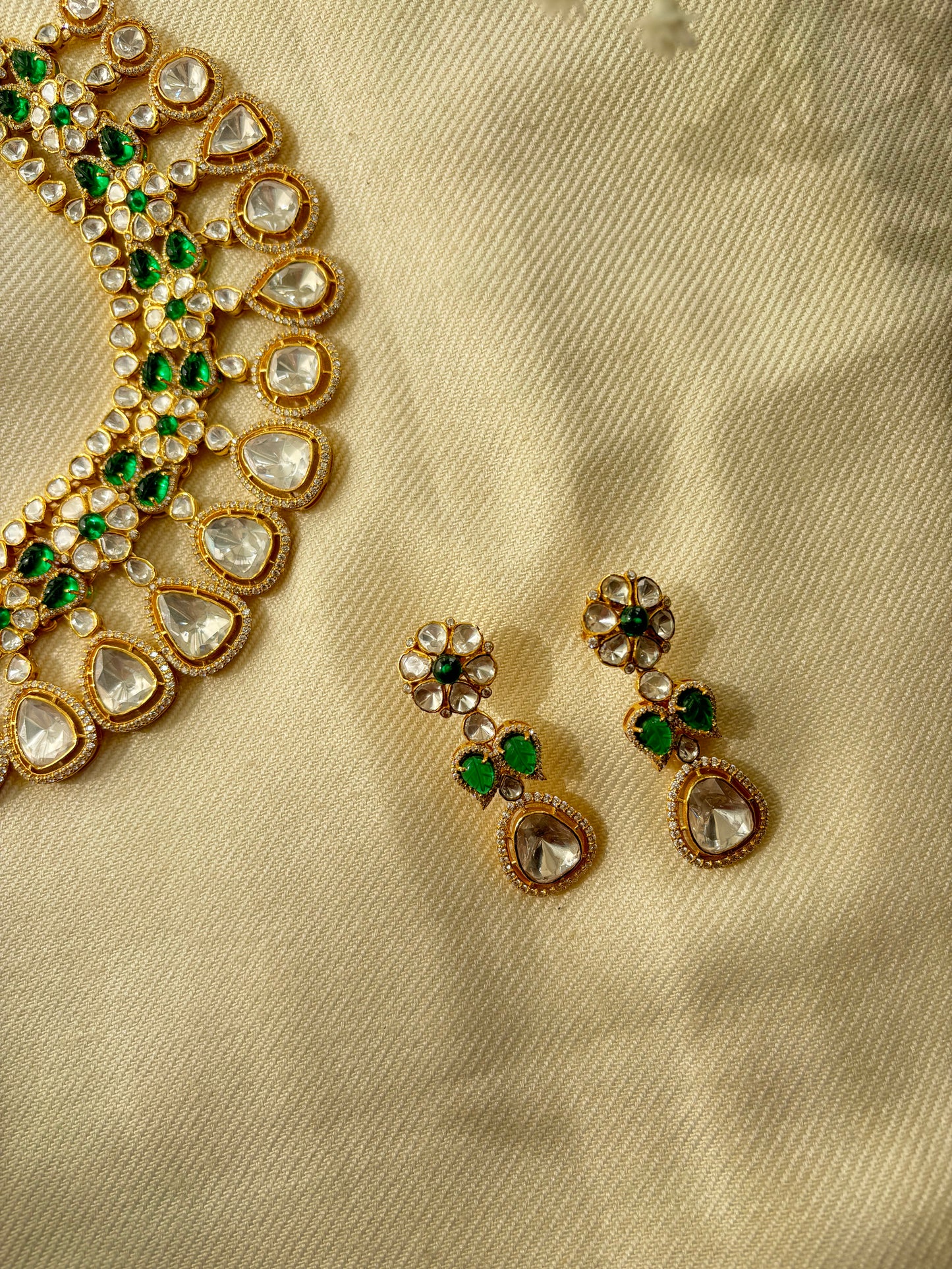 Bridal Polki Kundan Chokar Style Necklace set with Earring
