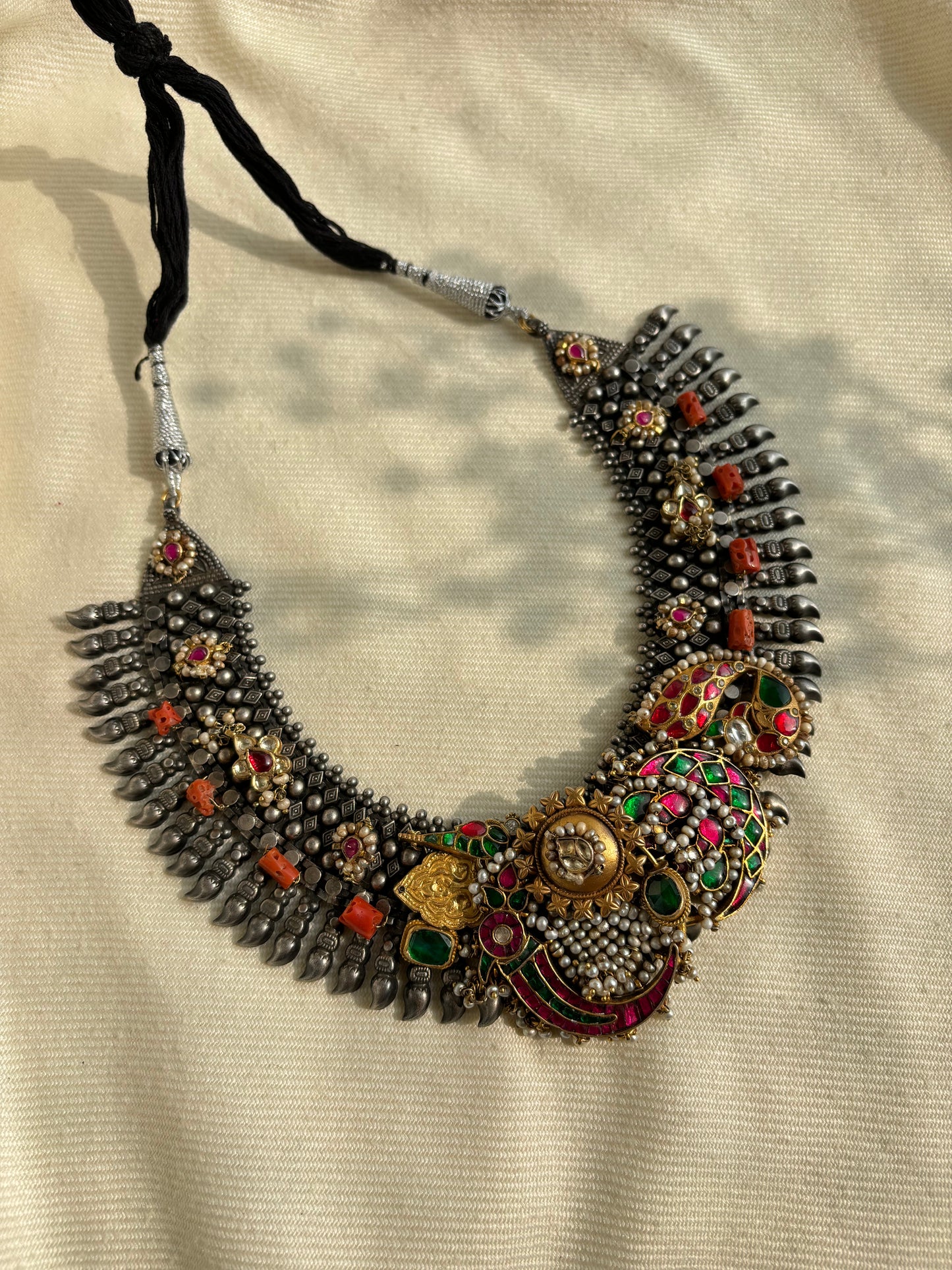 Ethenic Oxidized Silver & Gold Necklace