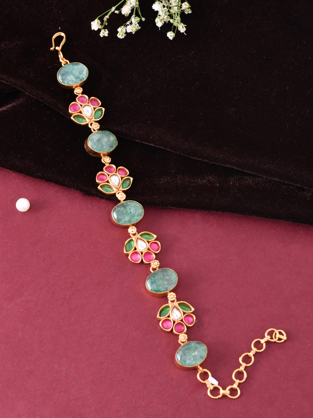 Traditional Jadau Stone Bracelet
