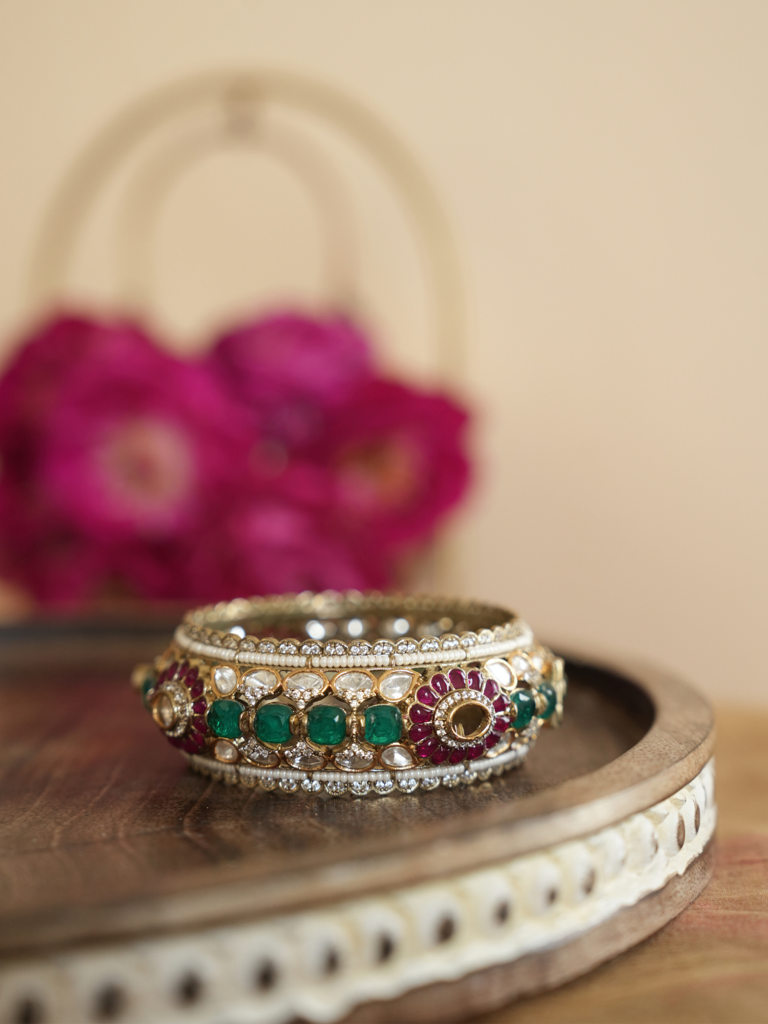 Rajwadi Jadau Multi-Gemstone Kada