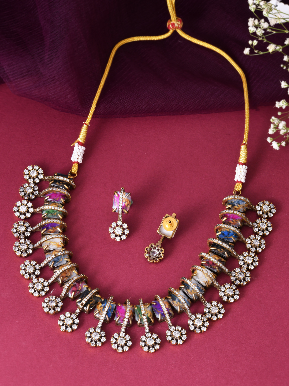 Multi Colored Stone And AD Choker Set | Jewellery By Kamla Poddar