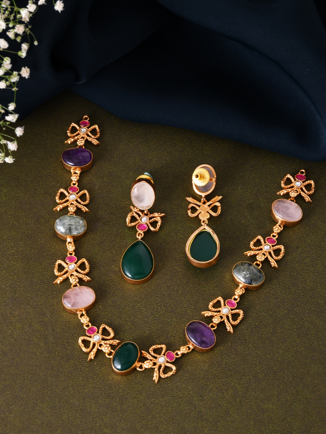 Natural Stone Choker Set with Kundan Work