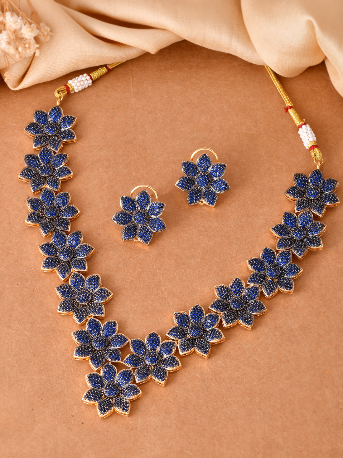 Floral Motif Kundan Choker Set