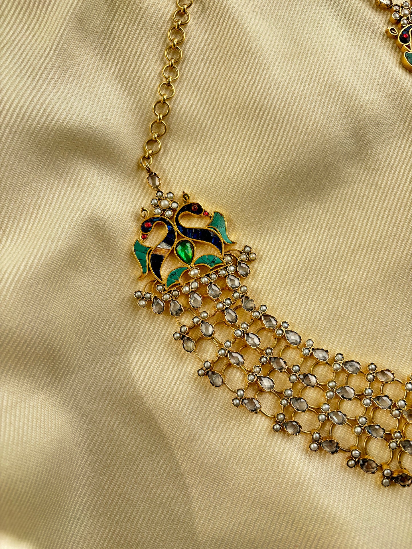 Peacock Gold Plated Kundan Necklace