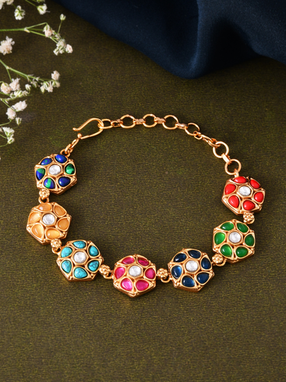 Navratna Jadau Kundan Bracelet