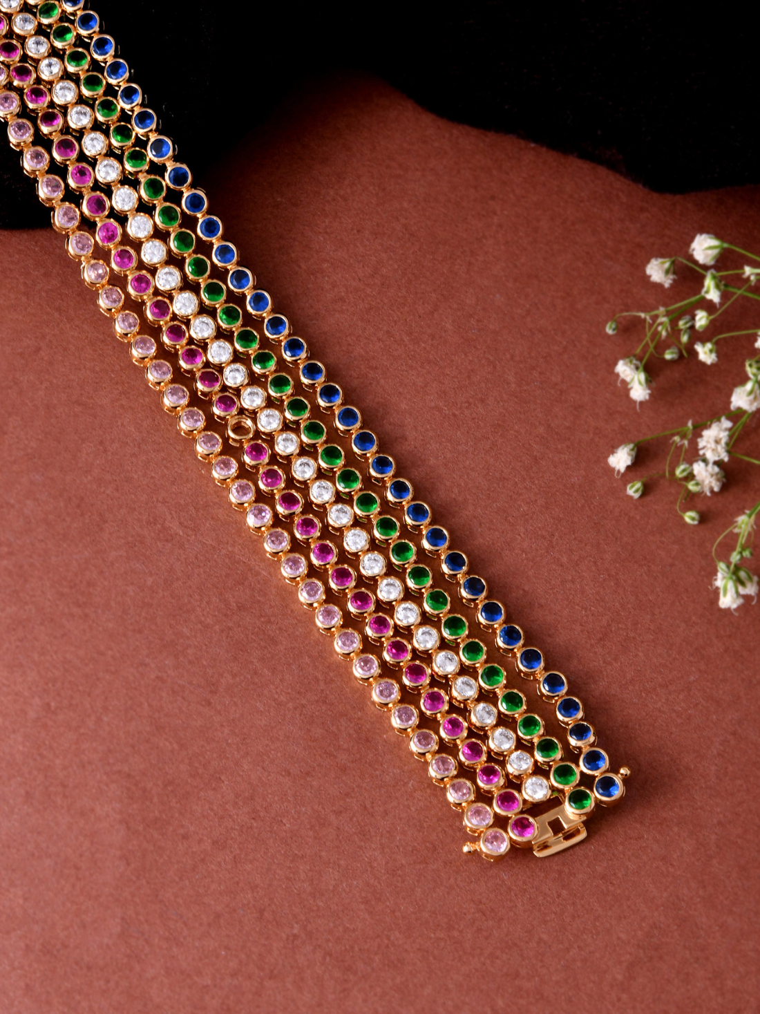 Multi Layered Navratna Bracelet | Jewellery By Kamla Poddar