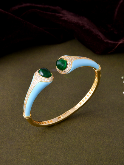 Double-Ended Emerald & Enamel Cuff Bracelet