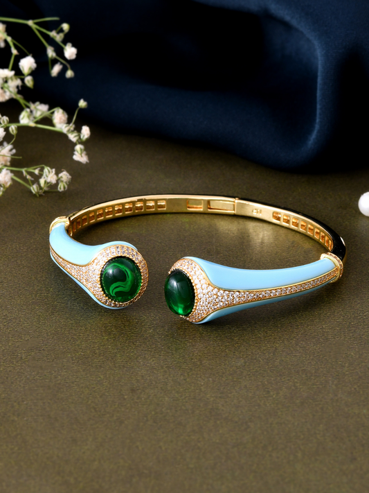 Double-Ended Emerald & Enamel Cuff Bracelet