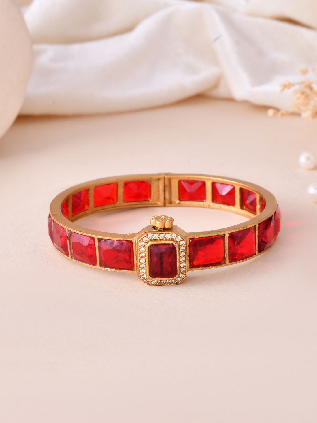 Stone Studded Gold Tone Bangle