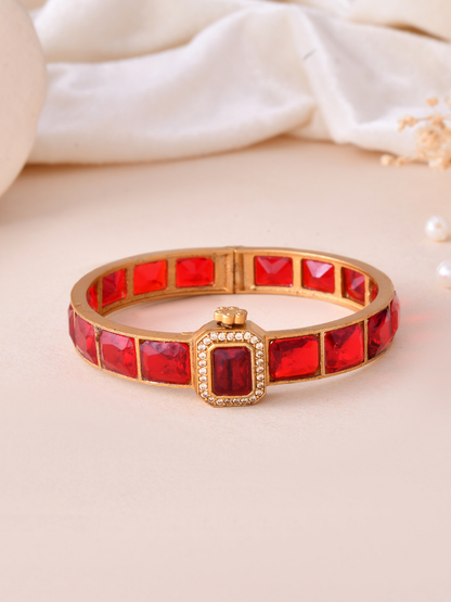 Stone Studded Gold Tone Bangle
