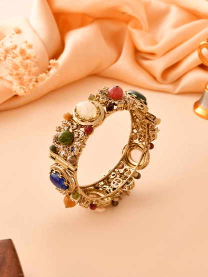 Traditional Navratna Gold-Plated Kada