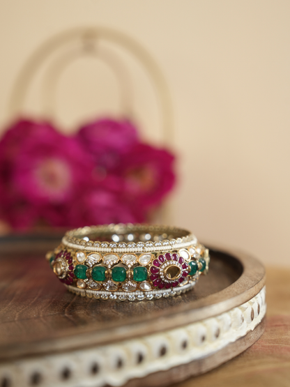 Rajwadi Jadau Multi-Gemstone Kada