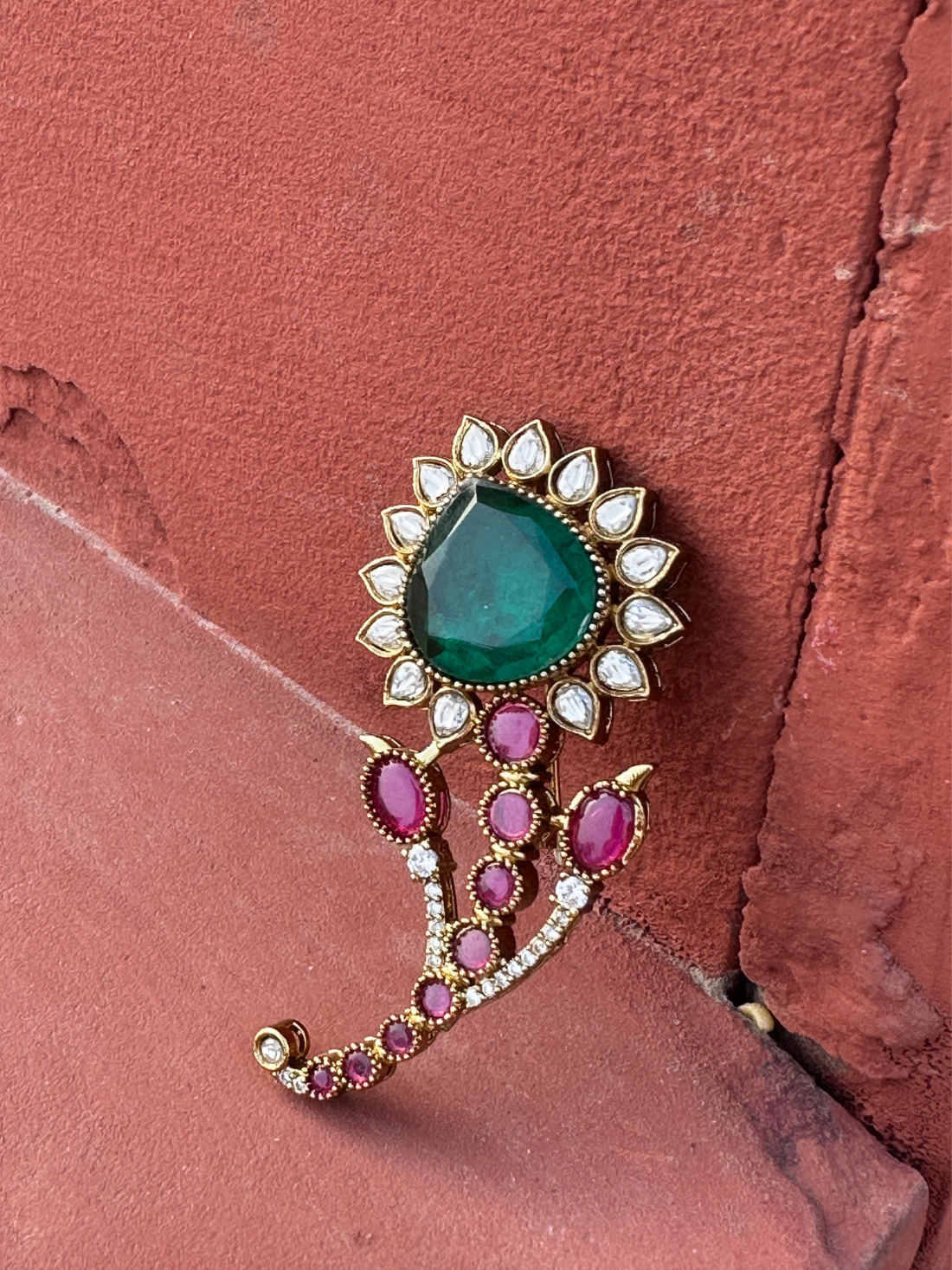 Handcrafted Stone Studded Brooch | Jewellery By Kamla Poddar