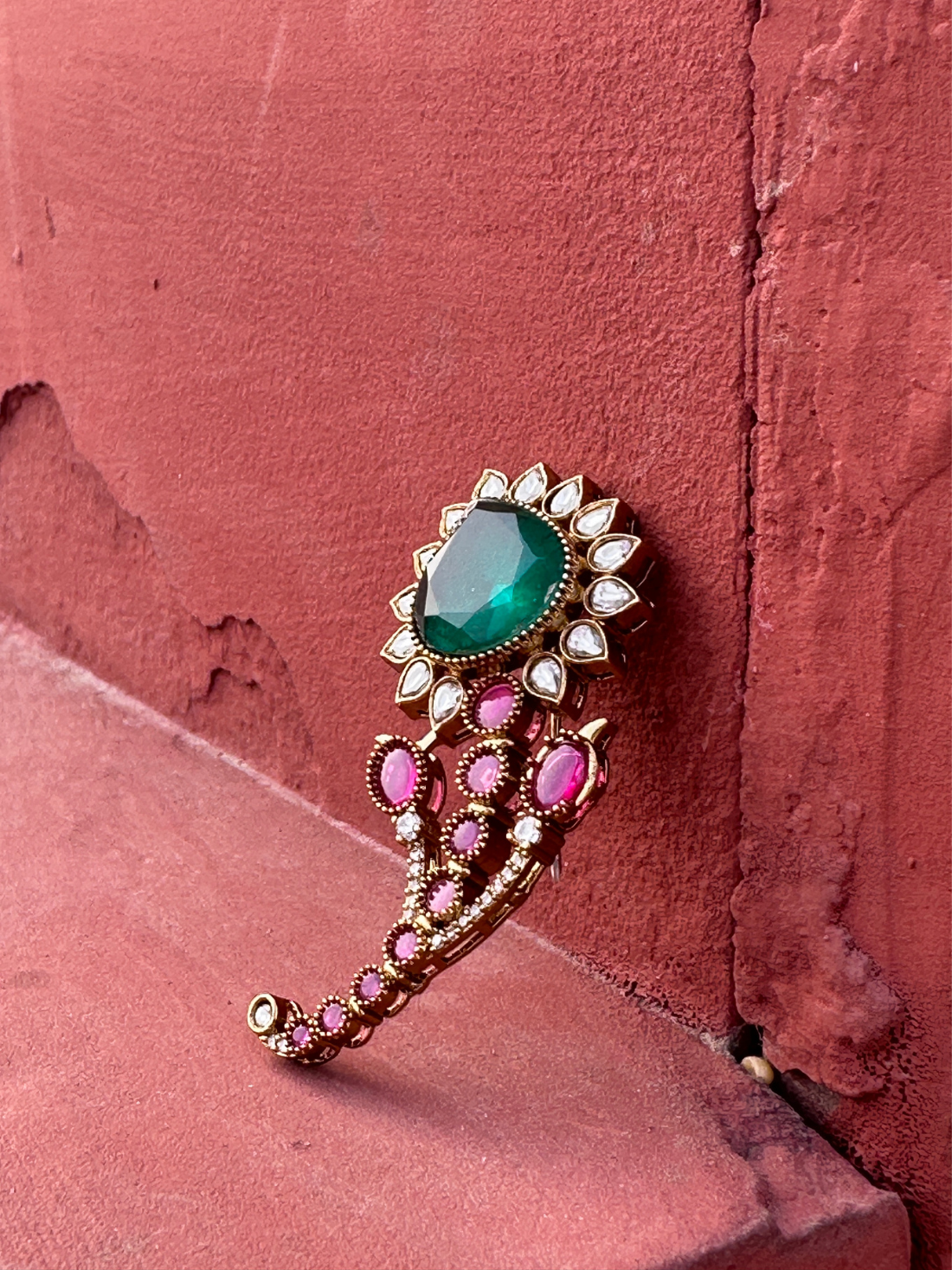 Handcrafted Stone Studded Brooch | Jewellery By Kamla Poddar