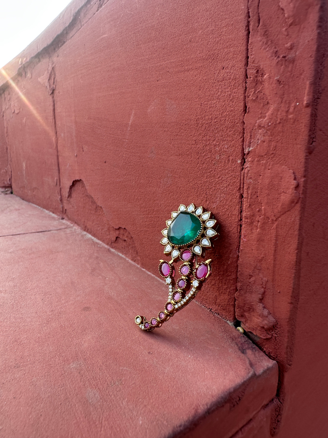 Handcrafted Stone Studded Brooch | Jewellery By Kamla Poddar