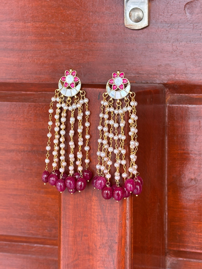 Kundan And Pearl Long Tassel Earring | Jewellery By Kamla Poddar