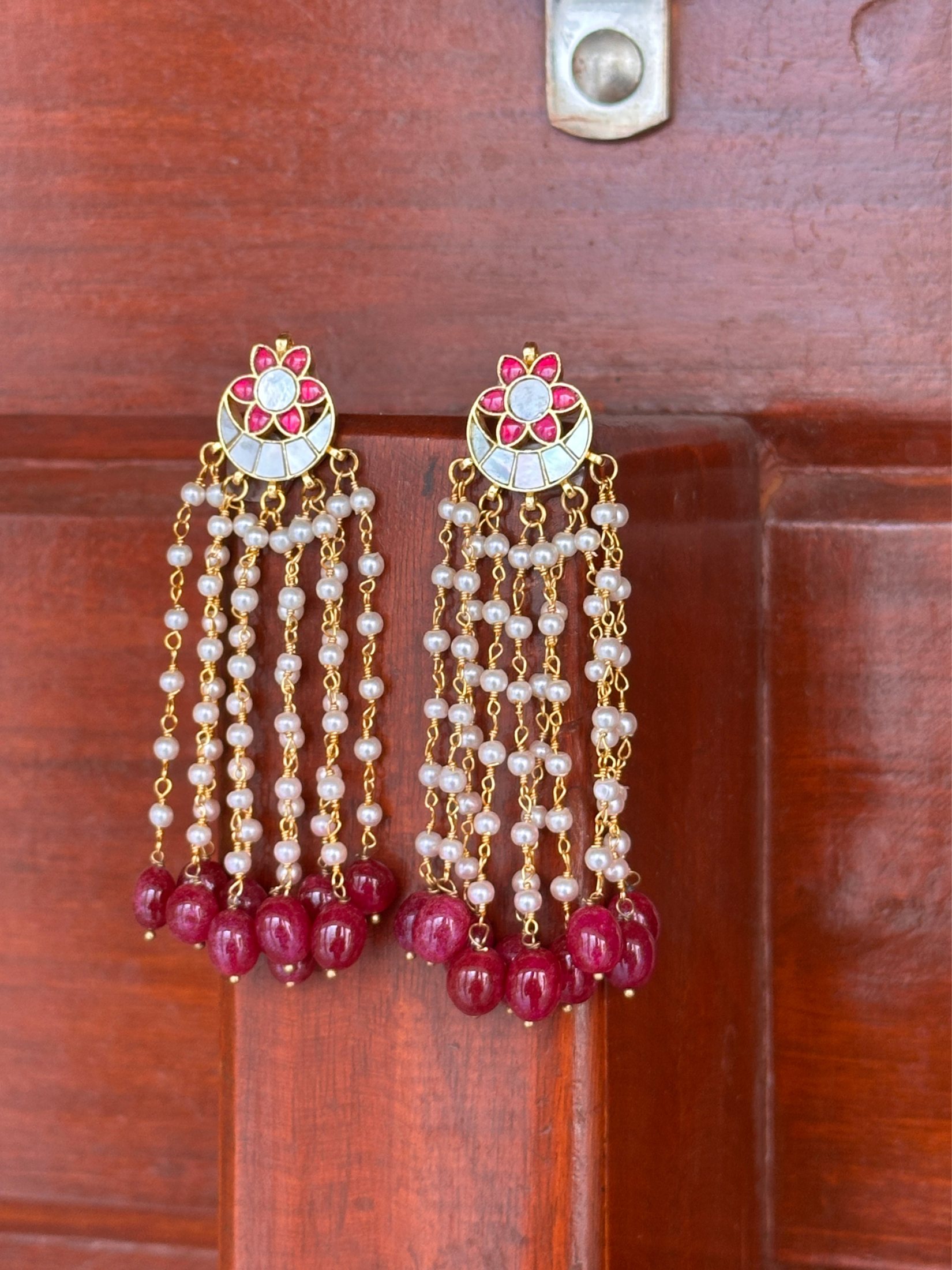 Kundan And Pearl Long Tassel Earring | Jewellery By Kamla Poddar