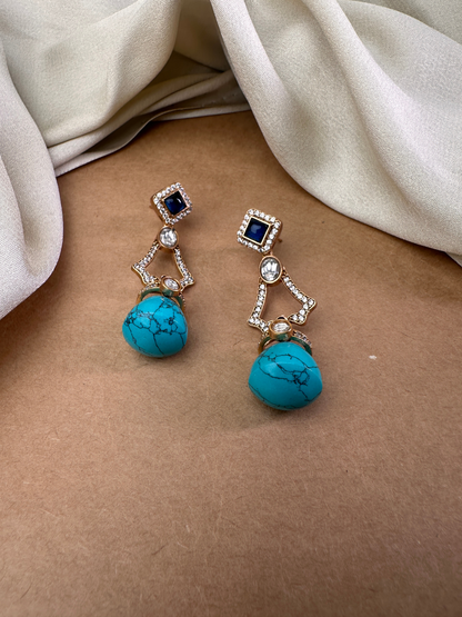 Turquoise Stone Drop Earring | Jewellery By Kamla Poddar