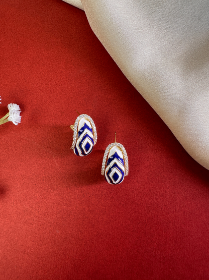 Blue Enamel Geometric Studs | Jewellery By Kamla Poddar