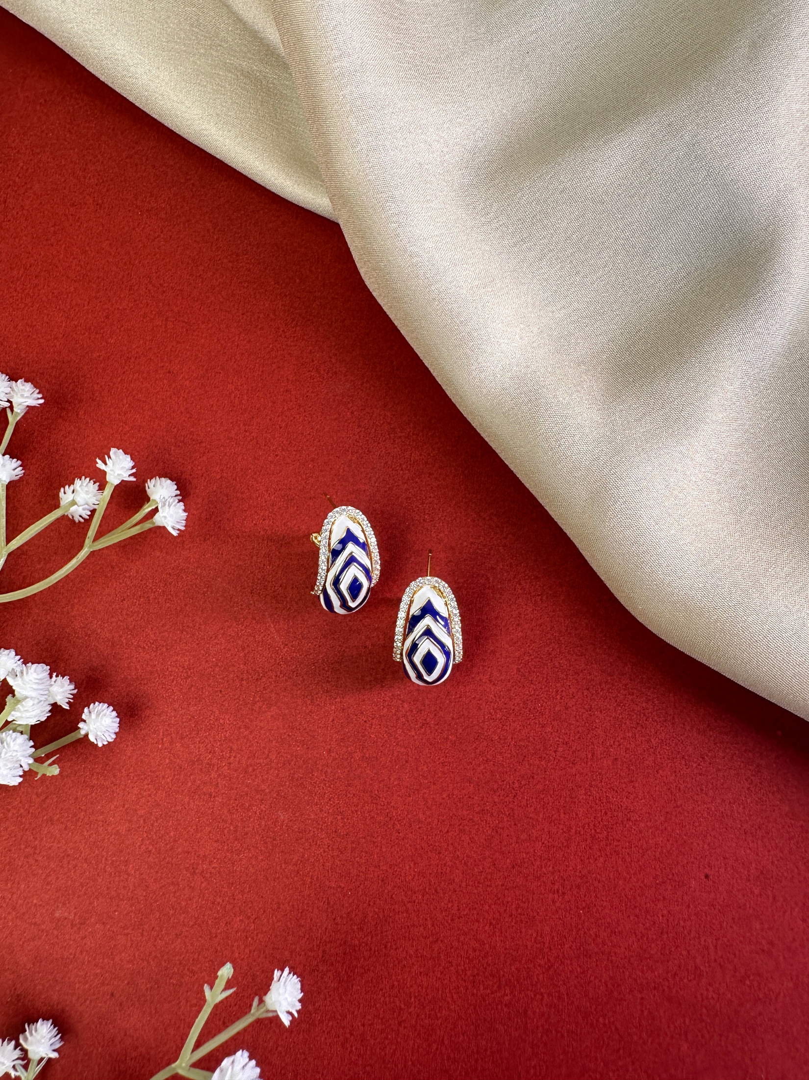 Blue Enamel Geometric Studs | Jewellery By Kamla Poddar