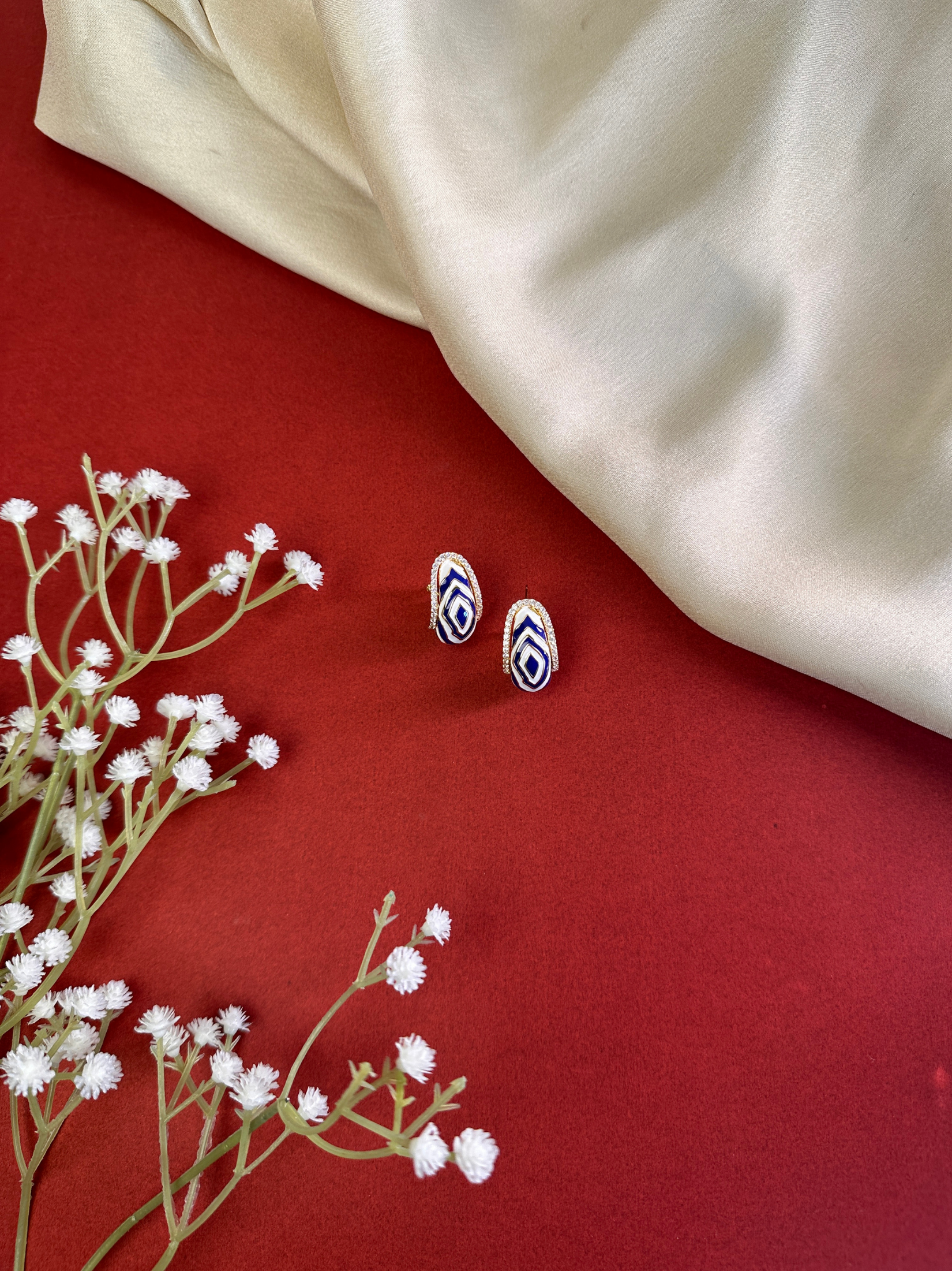 Blue Enamel Geometric Studs | Jewellery By Kamla Poddar