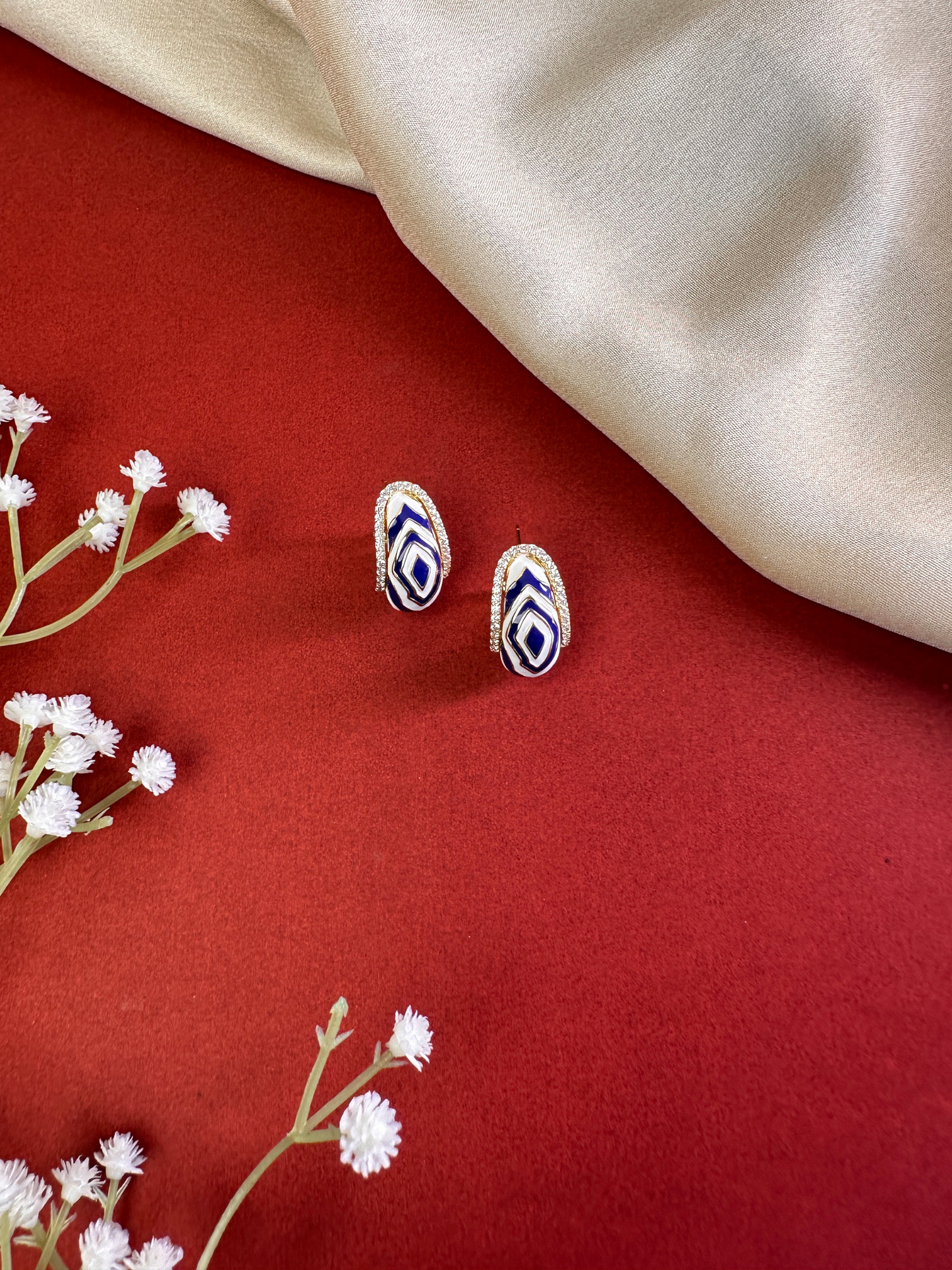 Blue Enamel Geometric Studs | Jewellery By Kamla Poddar