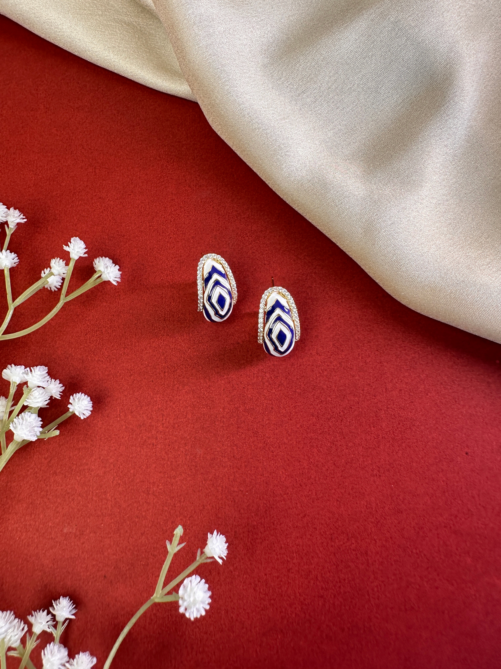 Blue Enamel Geometric Studs | Jewellery By Kamla Poddar