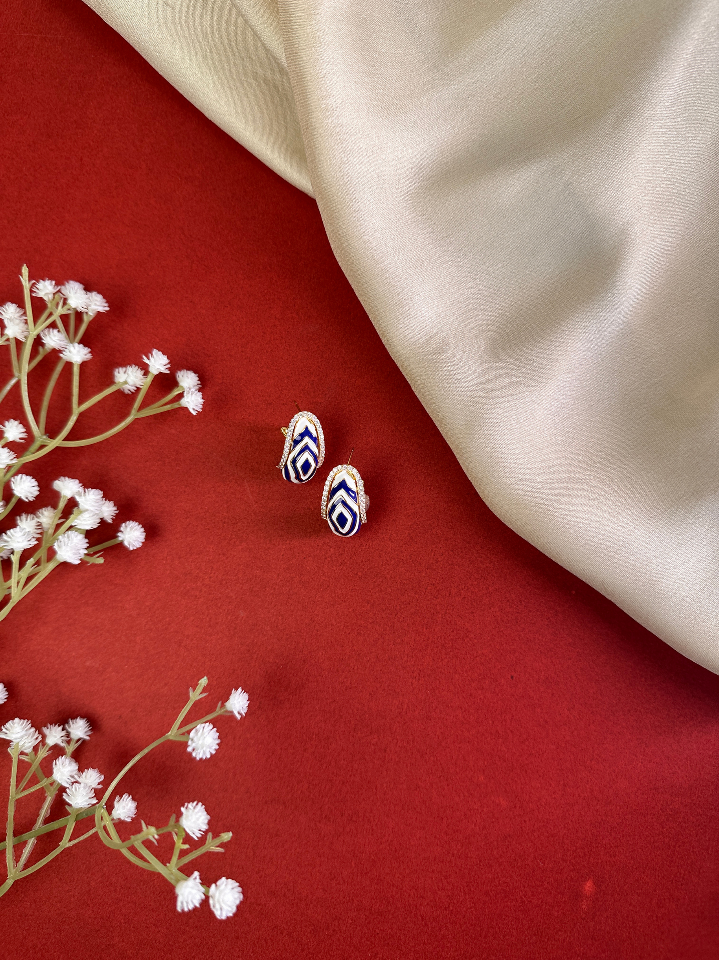 Blue Enamel Geometric Studs | Jewellery By Kamla Poddar