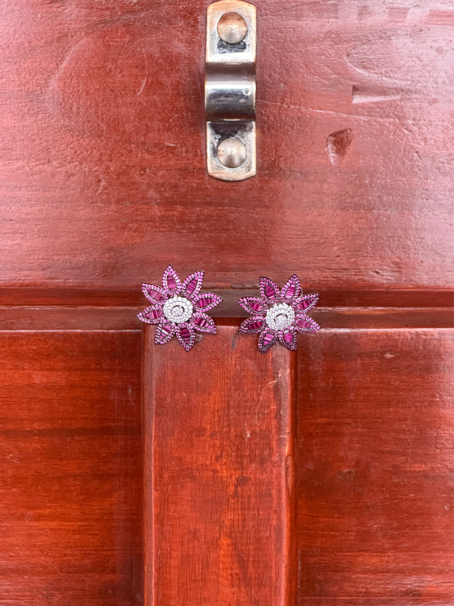 Ruby Floral Stud Earring | Jewellery By Kamla Poddar