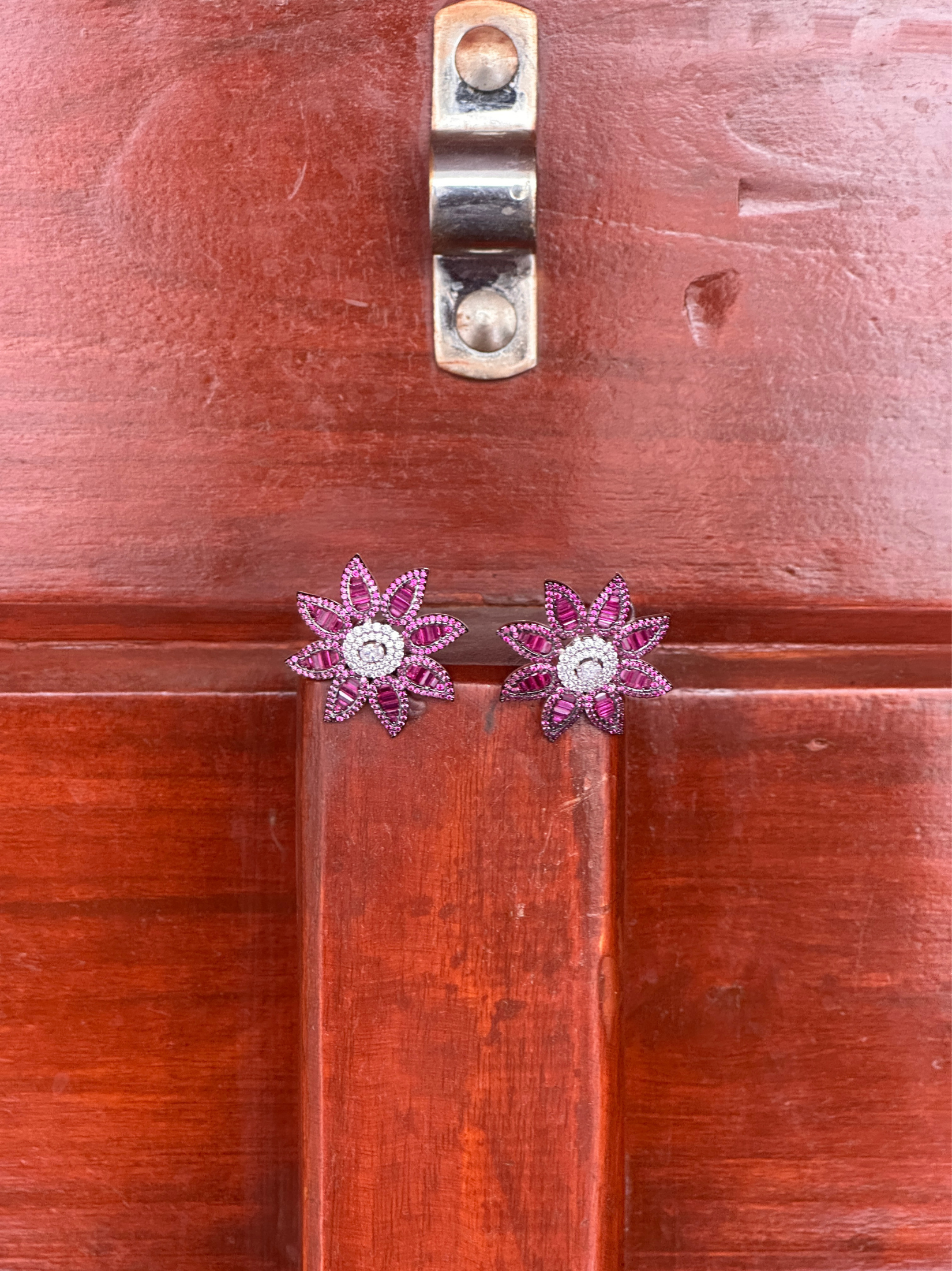 Ruby Floral Stud Earring | Jewellery By Kamla Poddar