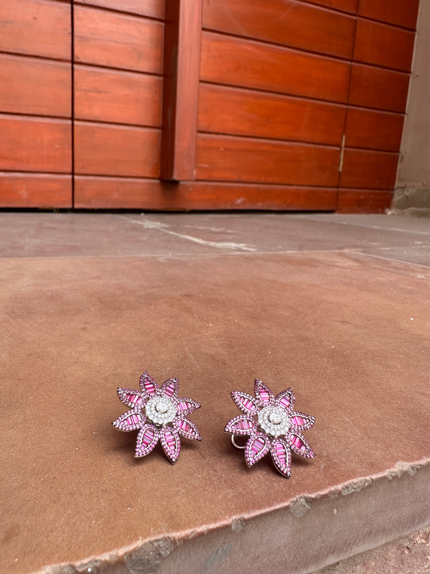 Ruby Floral Stud Earring | Jewellery By Kamla Poddar