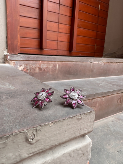 Ruby Floral Stud Earring | Jewellery By Kamla Poddar