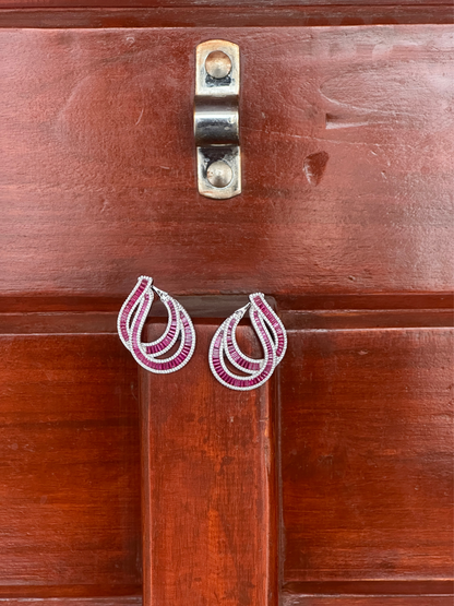 Triple Layered Ruby And Diamond Hoop Earring | Jewellery By Kamla Poddar