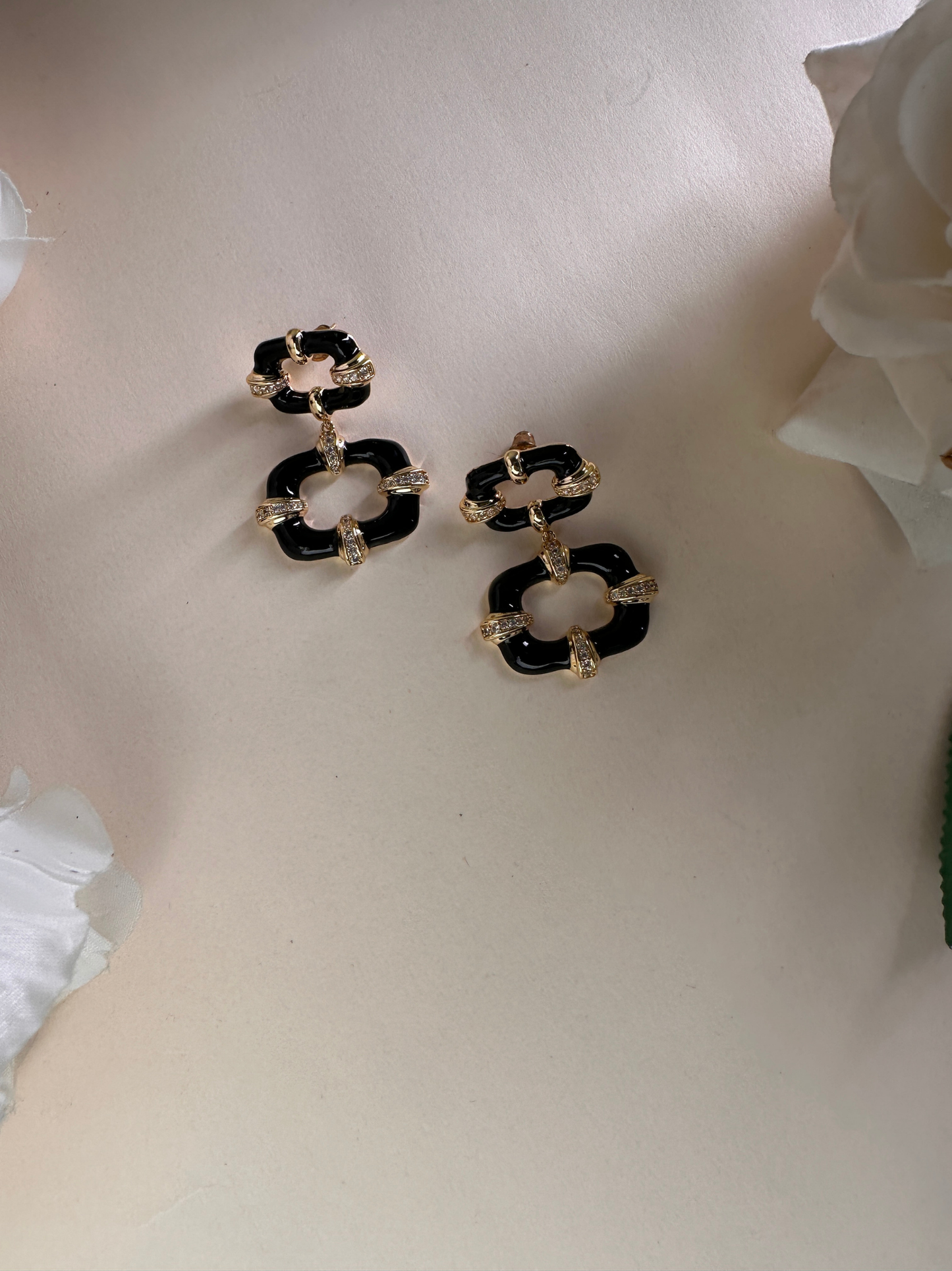 Black Enamel Portal Earring | Jewellery By Kamla Poddar