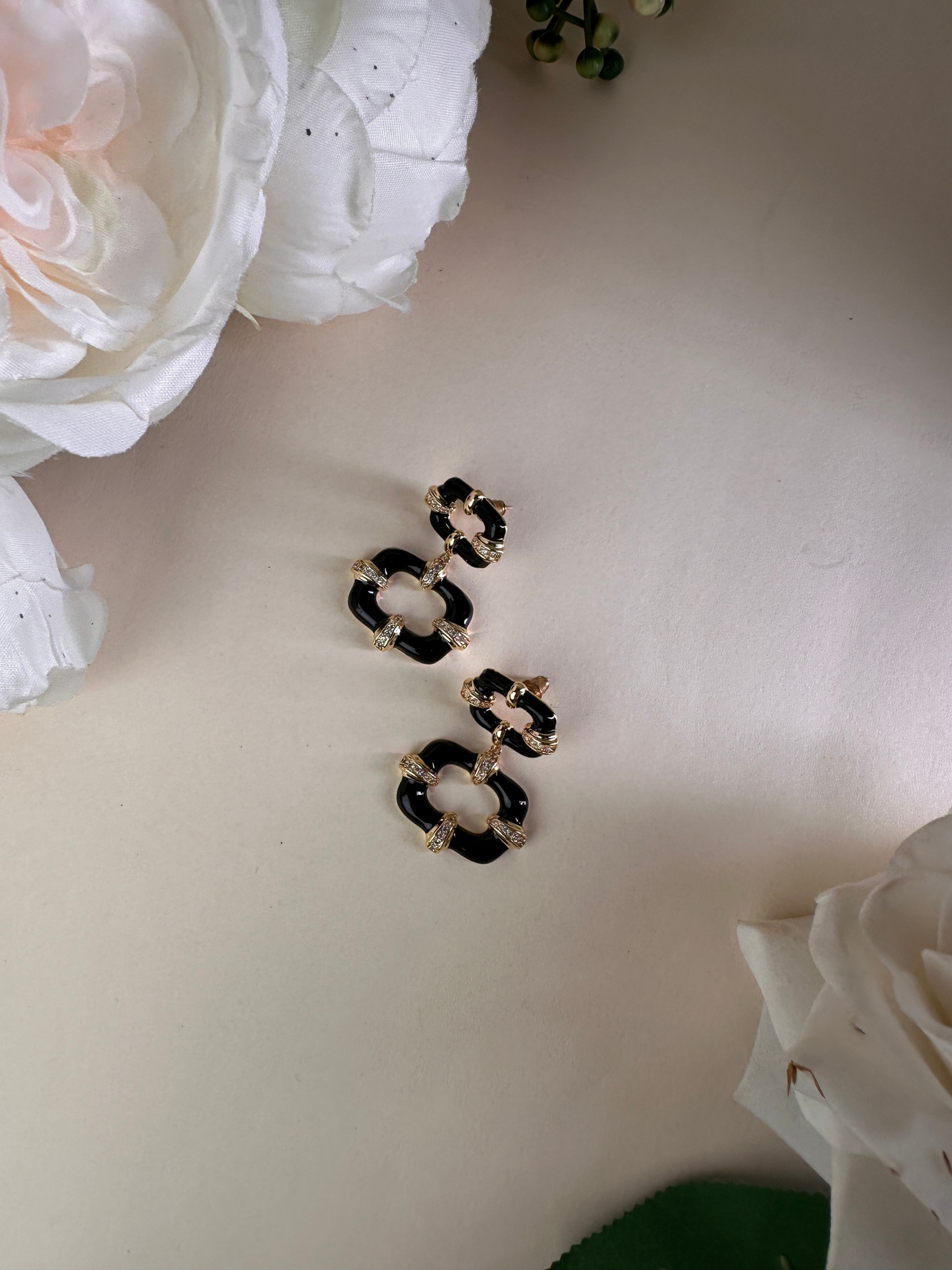 Black Enamel Portal Earring | Jewellery By Kamla Poddar