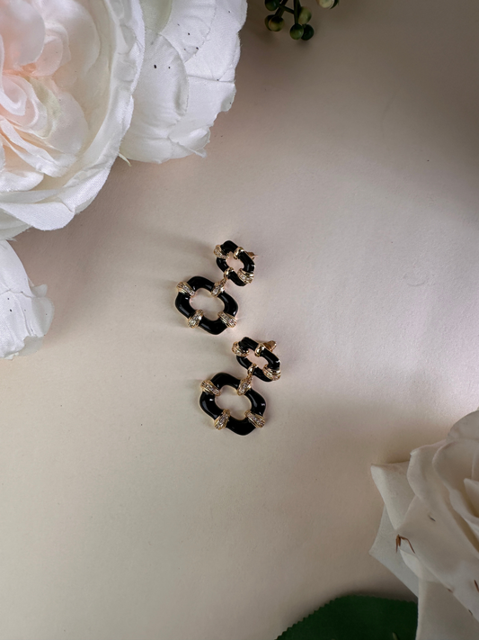 Black Enamel Portal Earring | Jewellery By Kamla Poddar