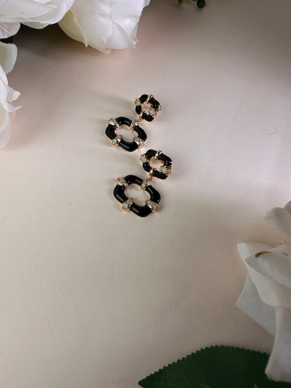 Black Enamel Portal Earring | Jewellery By Kamla Poddar
