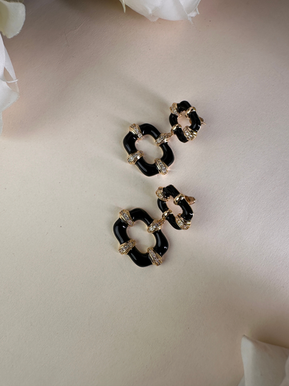 Black Enamel Portal Earring | Jewellery By Kamla Poddar
