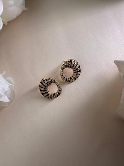 Black And Gold Zebra Studs | Jewellery By Kamla Poddar