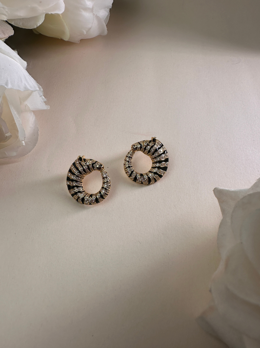 Black And Gold Zebra Studs | Jewellery By Kamla Poddar