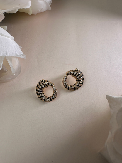 Black And Gold Zebra Studs | Jewellery By Kamla Poddar