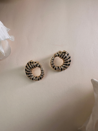 Black And Gold Zebra Studs | Jewellery By Kamla Poddar