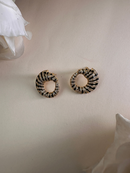 Black And Gold Zebra Studs | Jewellery By Kamla Poddar