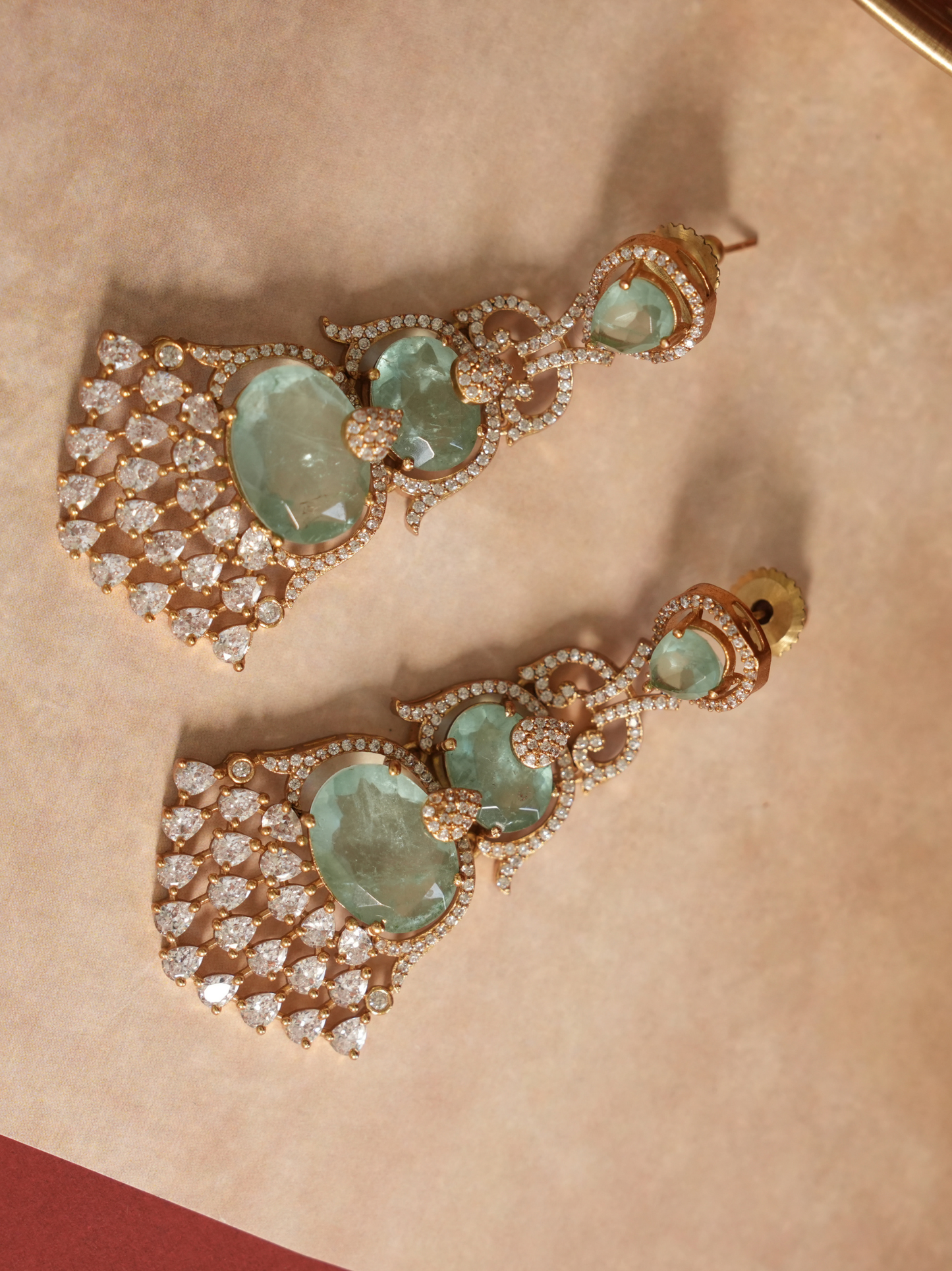 Mint Green Stone Chandelier Earring | Jewellery By Kamla Poddar