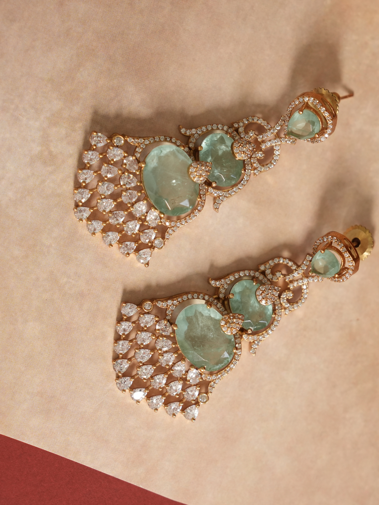 Mint Green Stone Chandelier Earring | Jewellery By Kamla Poddar