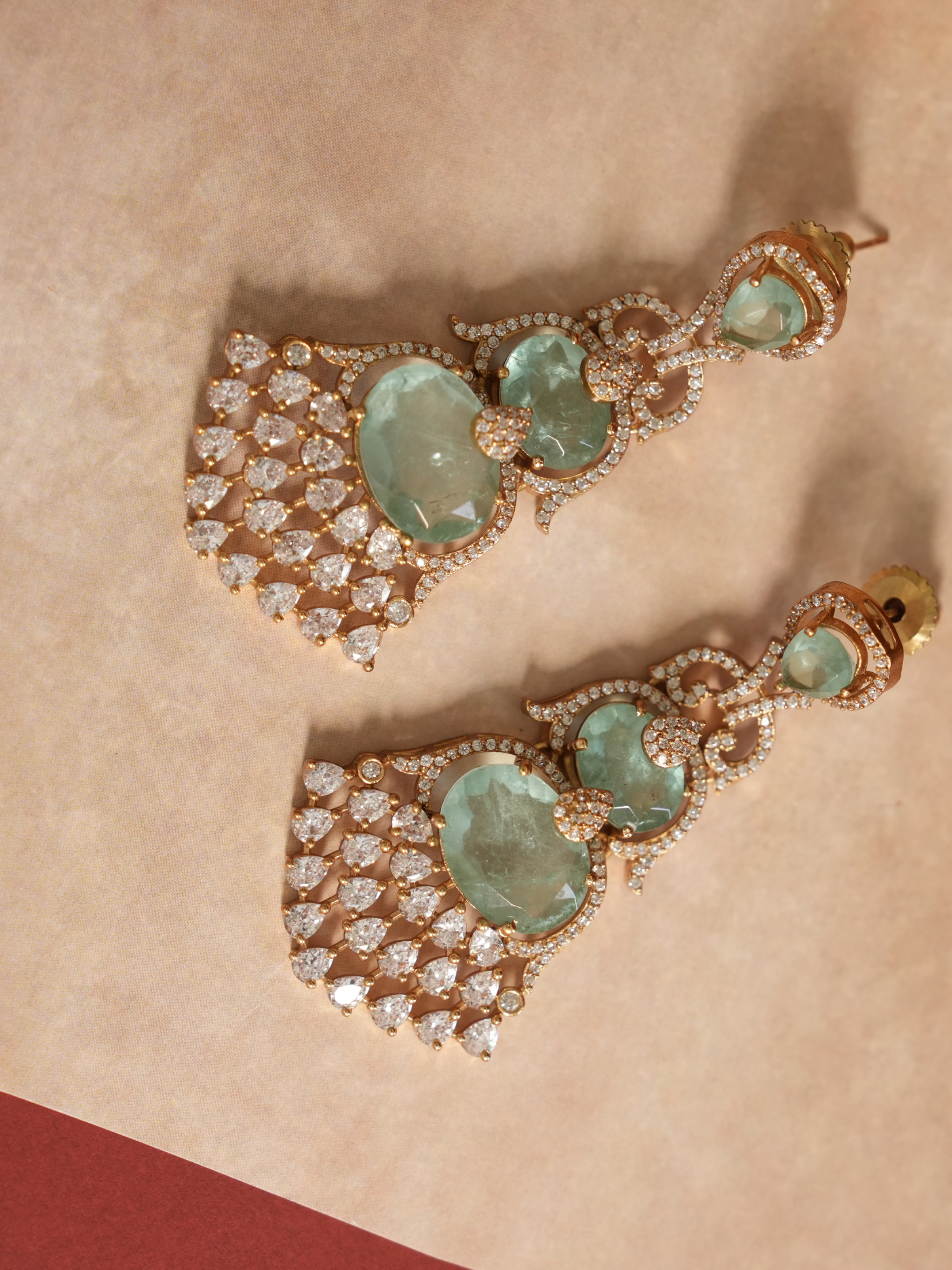 Mint Green Stone Chandelier Earring | Jewellery By Kamla Poddar