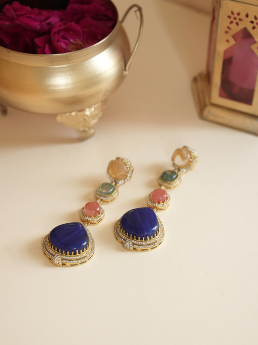 Multicolor Heritage Stone Dangler Earring | Jewellery By Kamla Poddar