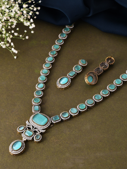 Mint Victorian American Diamond Necklace Set