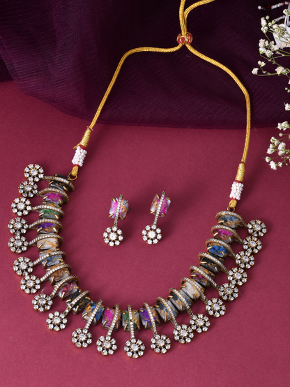 Multi Colored Stone And AD Choker Set | Jewellery By Kamla Poddar
