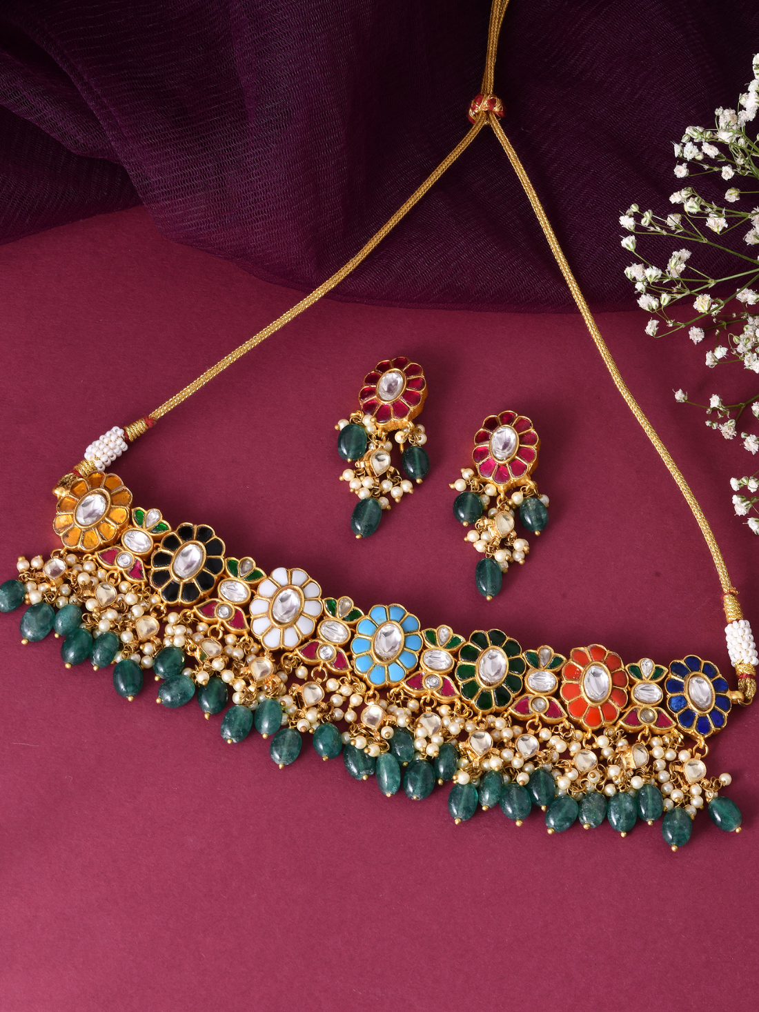 Traditional Navratna Choker Set | Jewellery By Kamla Poddar